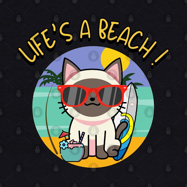 Cute siamese cat Goes to the beach by Pet Station